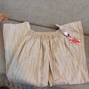 Ci Sono Tan and White Striped Pants